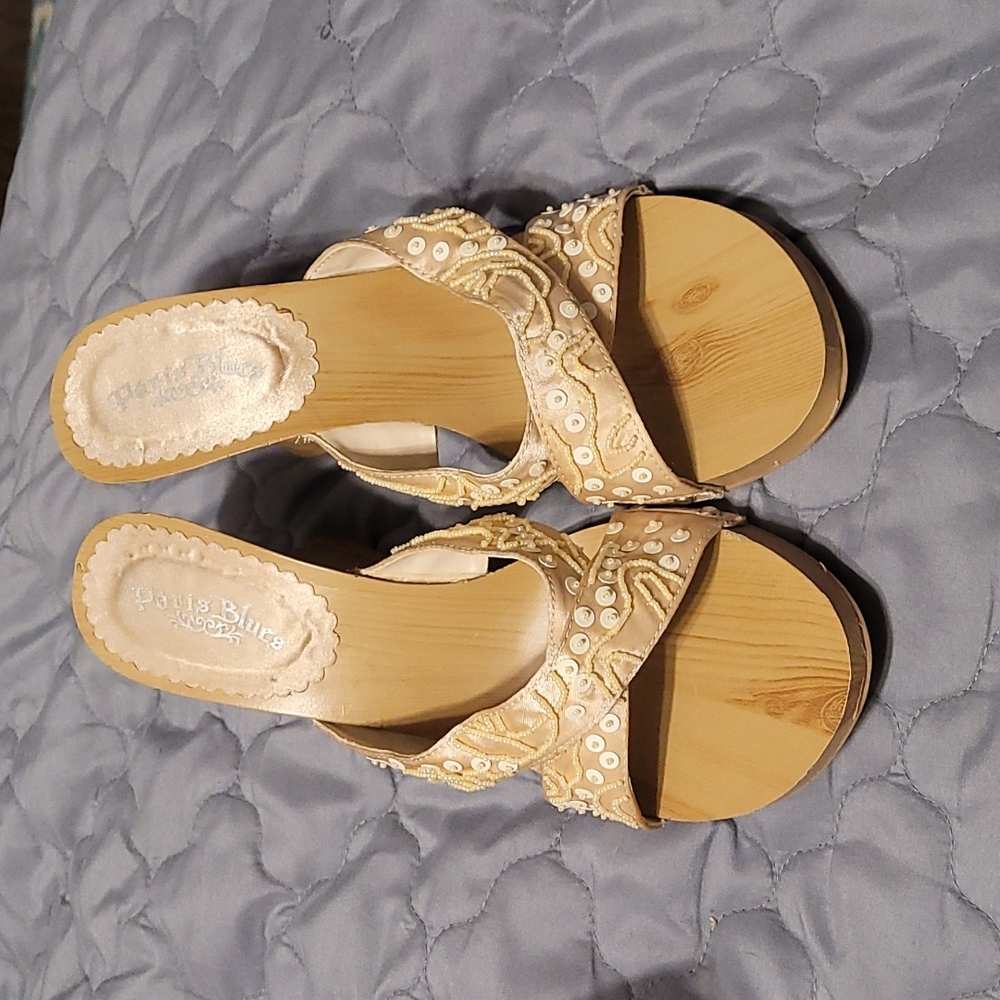 Paris Blues Champagne Satin Heels